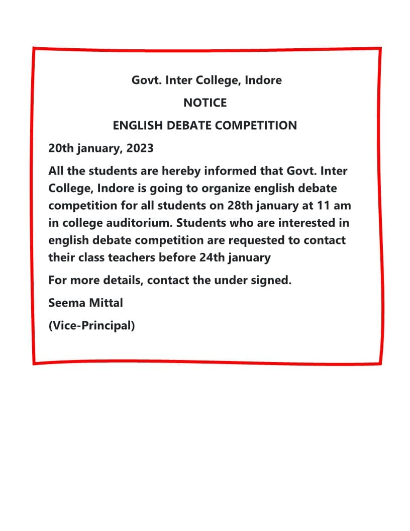 Inter School English Debate competition 3 ENGLISH DEBATE COMPETITION